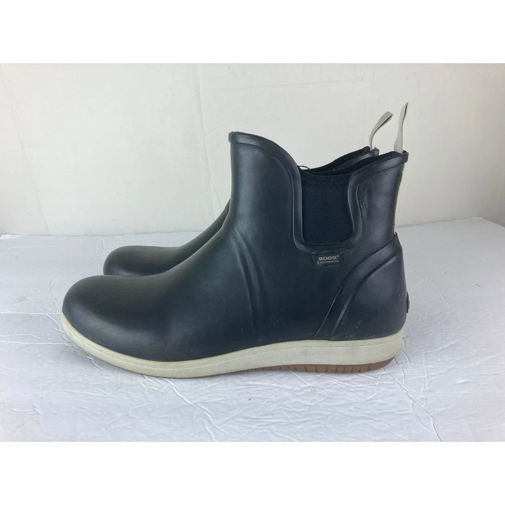 Bogs Kicker Rain Slip On Women 11 Black Waterproof Chelsea Rubber Boots